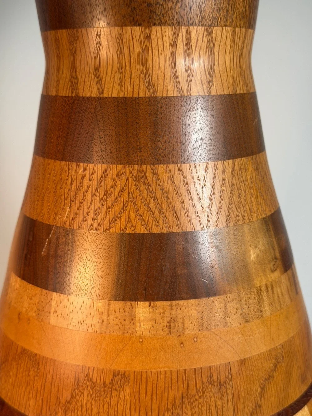 Tall Hand Crafted Inlaid Wooden Vase 17
